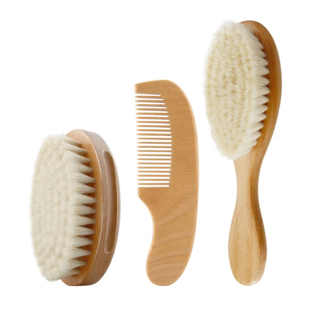 3 Pcs Baby Wool Brush Bath Comb Bristles Shower Massage Shampoo