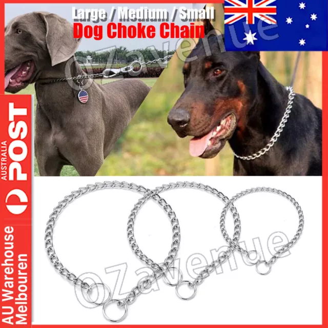 Dog Chain Collar Heavy Duty Choker Double Pet Slip Check Twist Link Chrome Chain
