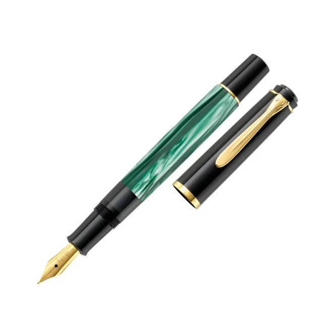 Pelikan Tradition Series 200 Green Marble GT Medium Point Fountain Pen - 994103