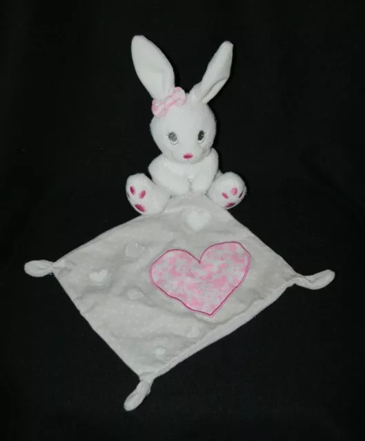 Doudou lapin mouchoir gris SIMBA TOYS NICOTOY KIABI cœur rose fleur NEUF