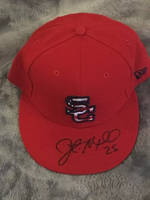 Justin Maxwell 2010 Syracuse Chiefs Autograph Worn Stars & Stripes Hat