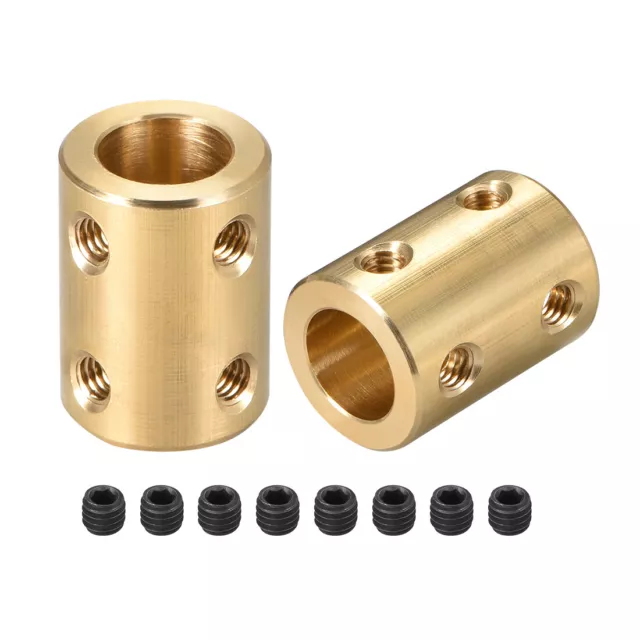 Shaft Coupling 8mm to 10mm Bore L22xD16 Motor Wheel Rigid Coupler Gold Tone 2Pcs