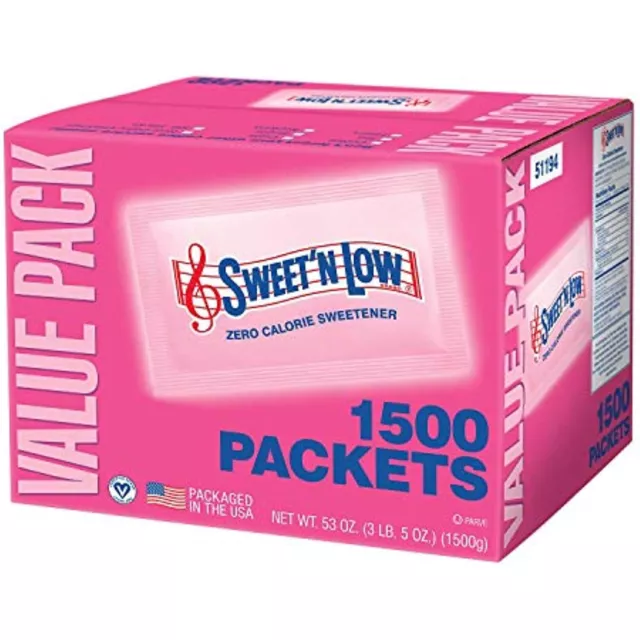 Sweet 'N Low Zero Calorie Sweetner - 1500 Packets (2 Pack) - Total 3000