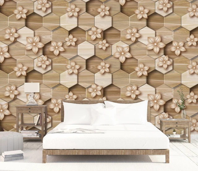 3D WOOD GRAIN Flower G490 Wallpaper Wall Murals Removable Self-adhesive ...
