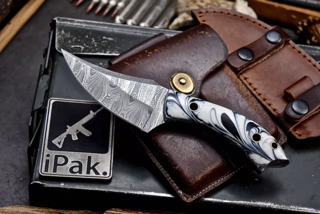 CFK IPAK Handmade Damascus CORELON SWIRL Hunting Camping Skinner BIG GAME Knife