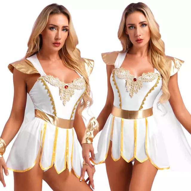 Womens Halloween Sexy Toga Costume Ancient Greek Dress Bodysuits Grecian Outfits 2