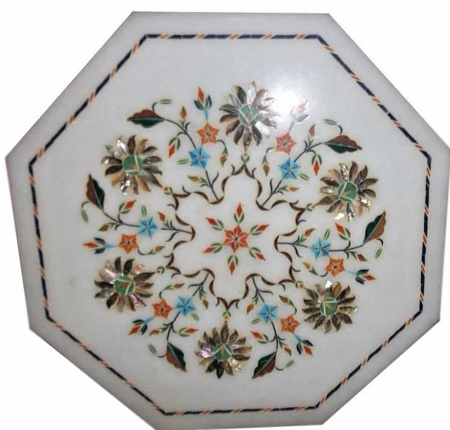 Table basse en marbre blanc : incrustation florale Pietradura, meubles de luxe faits main - Canada