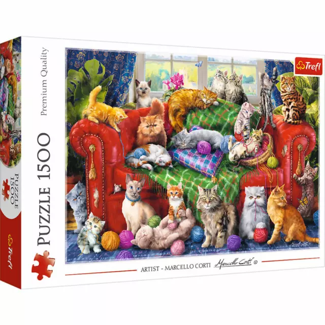 Trefl Puzzle Les chats sur le canapé, 1500 pièces, 85 x 58 cm, 26198