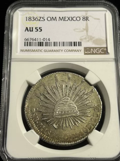 SASA 1836 ZS OM México 8 Reales Ngc Au55