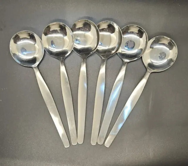 Vintage Retro 6 x Empire Stainless Steel Empire 18.5cm 7.25" Soup  Spoons