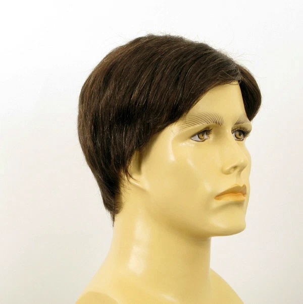 Perruque Pour Homme En Cheveux Naturels 100% - Châtain Clair, Style JACK 8, Neuve