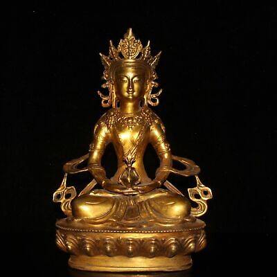 11.2" Exquisite Chinese old antique bronze gilt Vajra Buddha Statue