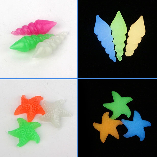 10PCS Luminous Glowing Stones Starfish Shell Shaped Decorative Pool Landscape K^