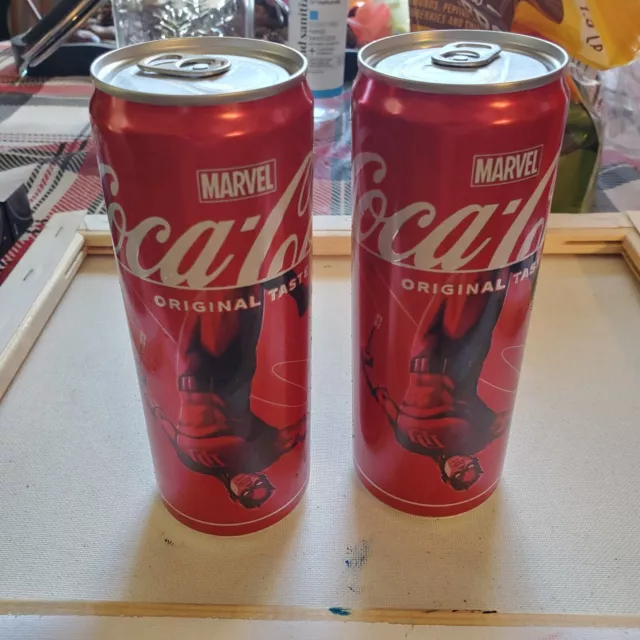 Coca Cola Marvel DAREDEVIL Soda Can - 2 Unopened Sealed LIMITED COLLECTOR'S CANS