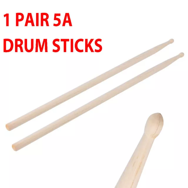 1 Pair 5A Drum Sticks Drumsticks Maple Wood Music Band Jazz Rock NEW