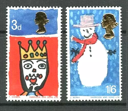 GB 1966 SG713-14p. CHRISTMAS. CHILDREN'S PAINTINGS (PHOSPHOR)  MNH