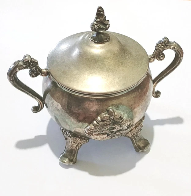 Antique Silver Plated Sugar Bowl With Lid - Victorian Design