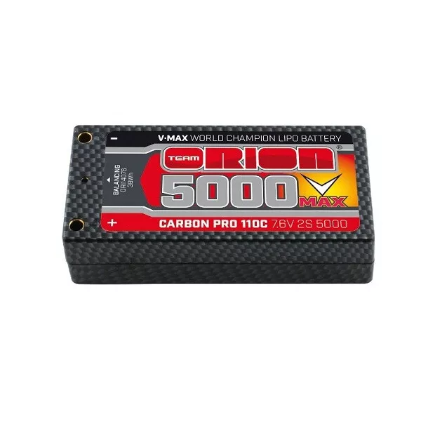 Team Orion Ori14076 Lipo Carbon Pro Battery V-Max 7.6V 5000 Mah 110C Dean Short