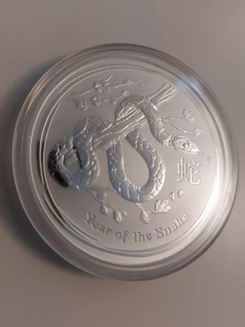 2013 - AUSTRALIA ~ YEAR of the SNAKE - 2 OZ 999 SILVER COIN Perth Mint