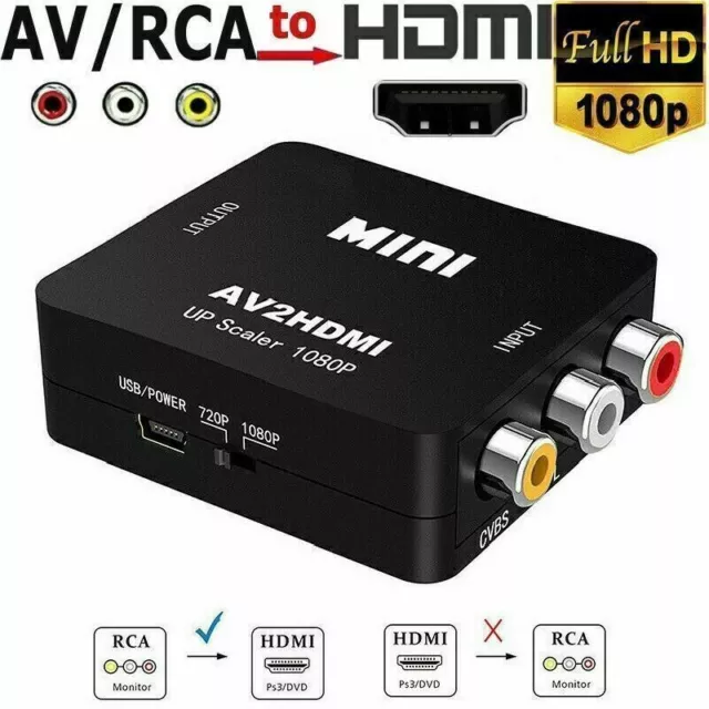 RCA AV to HDMI Converter Adapter Composite AV2HDMI Converter 1080P HDTV/DVD AU