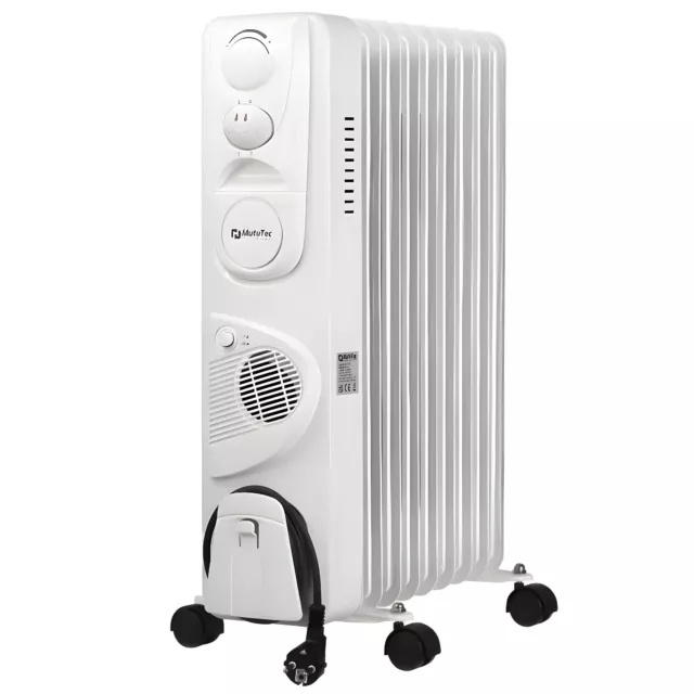 MutuTec Radiateur à Bain d’Huile 2000W Mobile 9 Colonnes Chauffage Élec