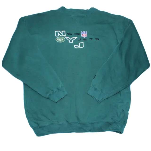Vintage Puma Sweatshirt New York Jets NFL USA Embroidered Green Jumper Size XL
