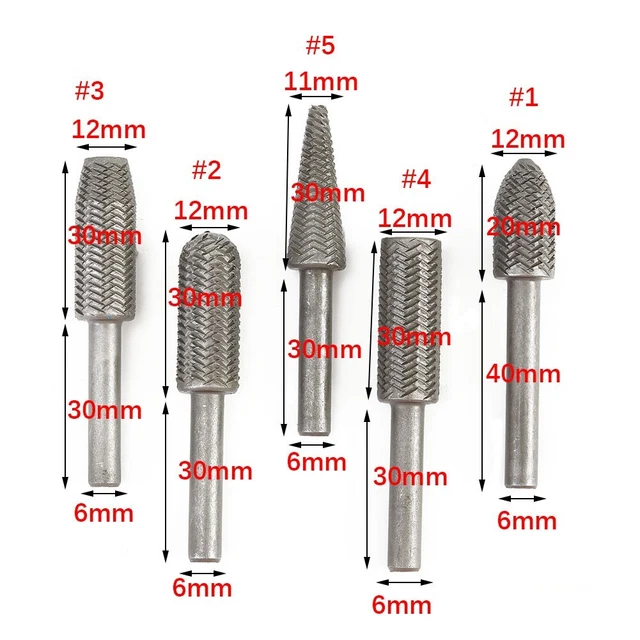 5PC/METAL CUTTER DRILL Bits Rotary Bits Rasp For Steel Grinding/Carving