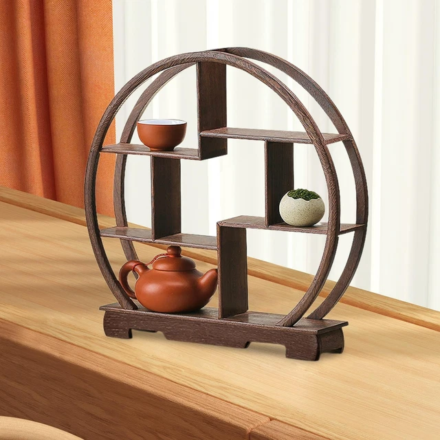 Vitrine / étagère En Bois Avec Miniatures Vintage En Métal Et Porcelaine - Occasion Très Bon état