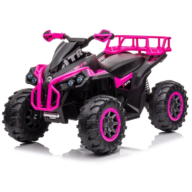 Quad électrique enfant 12V ATV - 4 roues, 2 vitesses, pneus dentés, LED, musique - Pour filles