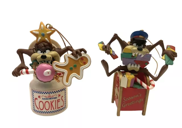 VTG LOONEY TUNES TAZ In Cookie Jar Gingerbread US Postal Mailman Taz Ornaments