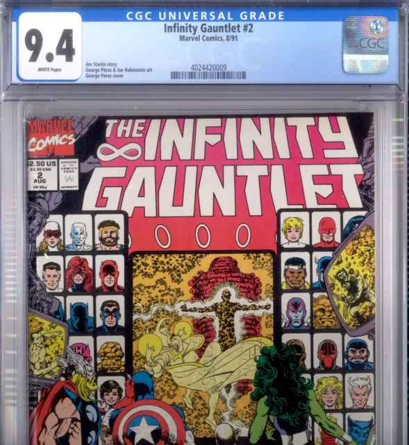 PRIMO:  INFINITY GAUNTLET #2 Starlin Perez NM 9.4 CGC 1991 Marvel comics
