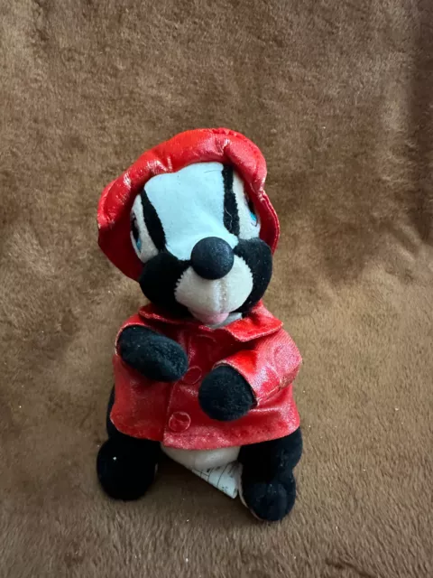 Vintage Disney store Flower (from Bambi in red rain coat) soft toy plush