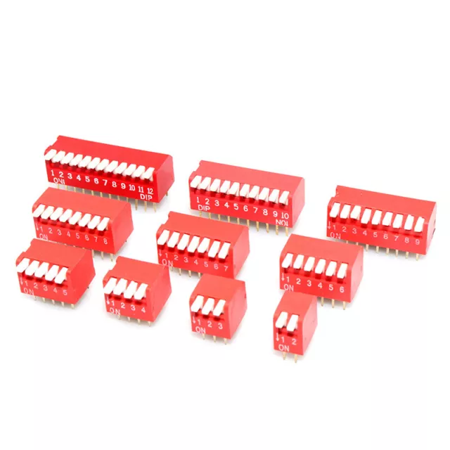 Piano DIP DIL Red PCB Switch 2/3/4/5/6/8 Poles 2.54mm PCB Switch