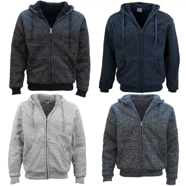 Men's Thick Zip Up Hooded Hoodie w Winter Sherpa Fur Jumper Coat Jacket Sweater