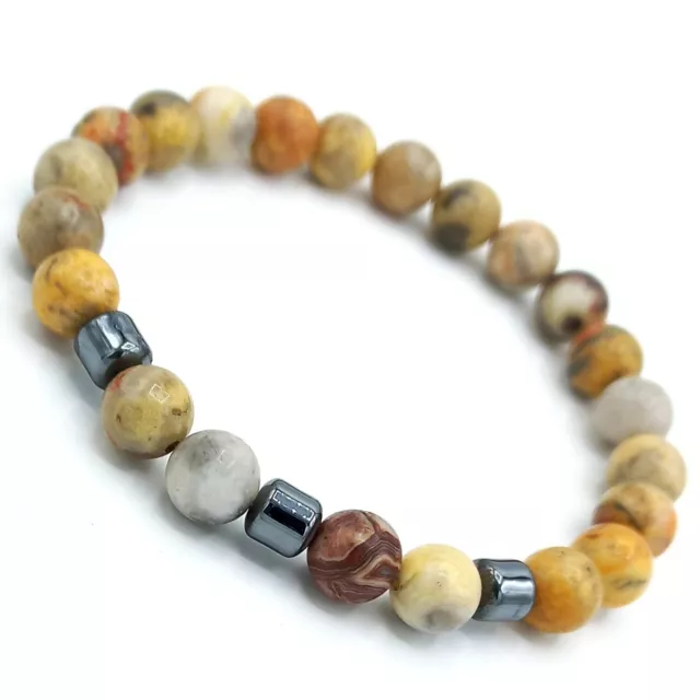 Men Women 8mm Chakra Yoga Beads Elastic Natural Healing Stone Agate Bracelet