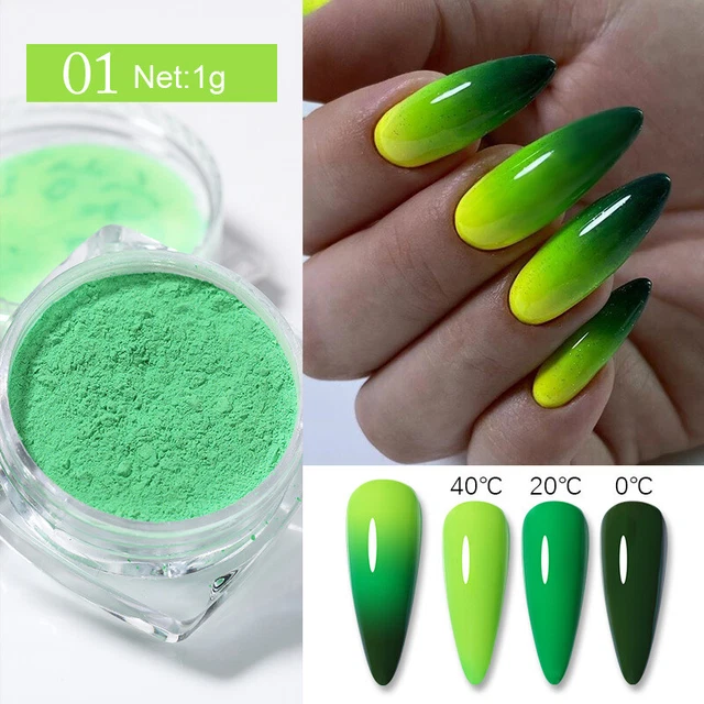 Polvere per unghie colori 3 strati pigmento cromato polvere per unghie temperatura cambio colore ∑