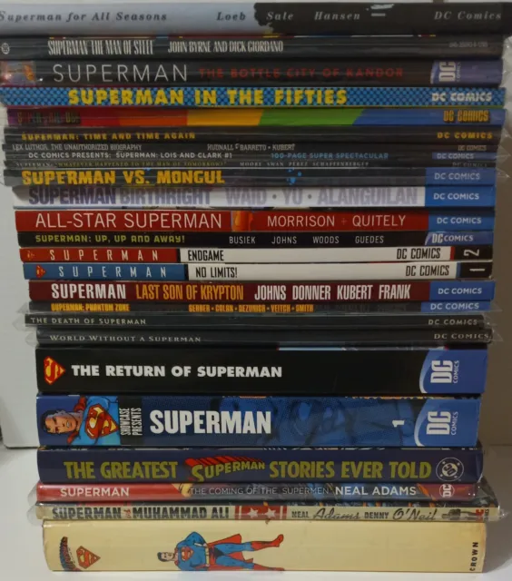 SUPERMAN Huge lot collection of 25 tpb books Neal Adams John Byrne Moore Quietly