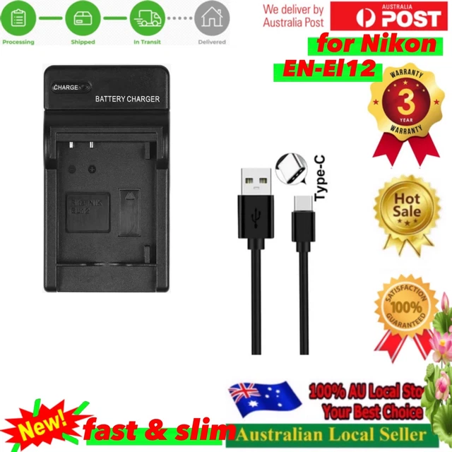 USBC BATTERY CHARGER For NIKON ENEL12 ENEL12 CoolPix S610 S620 S630
