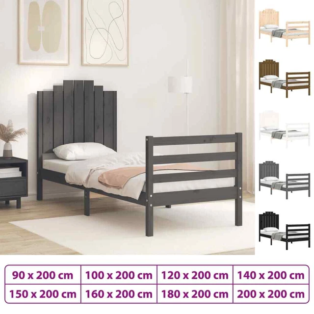 Estructura de cama con cabecero madera maciza 120x200 cm vidaXL