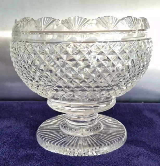 Antique Waterford Fine Cut Crystal Pedestal Bowl c1870 "Signed"