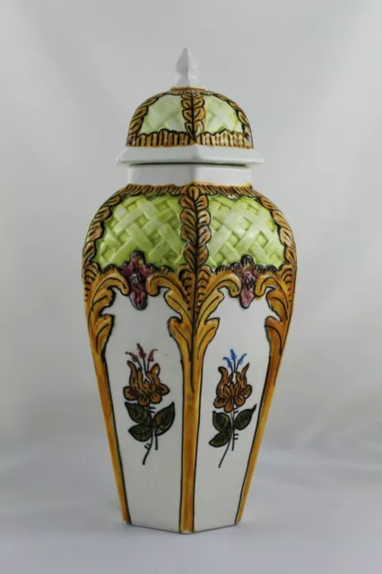 Vintage Antique Vase Flask Of Ceramic Valencia, Painted To Hand 37cm Of Height