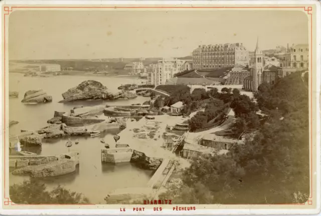 France, Biarritz, Le port des pêcheurs, ca.1885, Vintage albumen print  Vintage