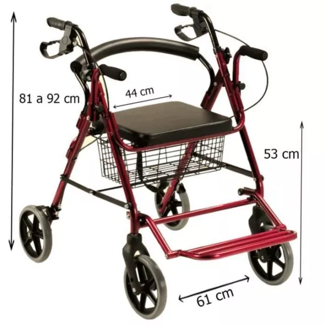 Déambulateur,  Fauteuil Roulant 2 en 1 Rollator Pliable Léger siège Repose Pieds 2