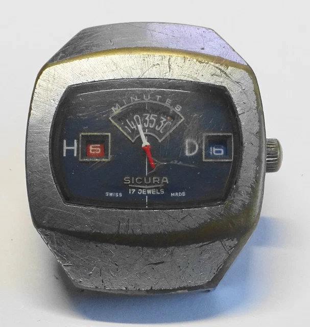 Montre SICURA Minutes 17 Rubis - À Restaurer - Occasion Sans Marque - Pour Bricoleurs Ou Collection