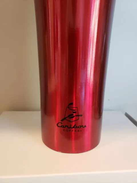 Caribou Coffee Red 20 oz Insulated Travel Tumbler Mug Stainless Steel vtg 2012
