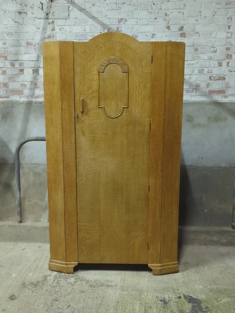 1920s Art Deco Walnut Veneer On Solid Wood Gentlemen's Wardrobe