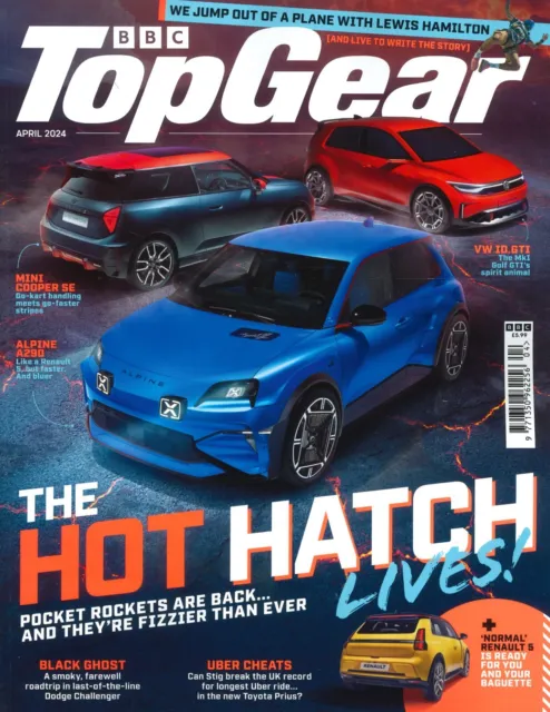 BBC Top Gear Magazine #382, Hot Hatch, Lewis Hamilton, Toyota Prius, April 2024