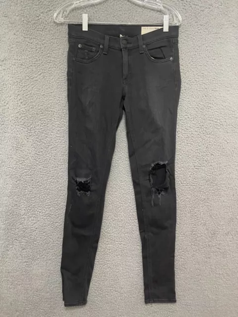 Rag & Bone Jeans Womens Size 26 skinny black distressed Holes Ladies