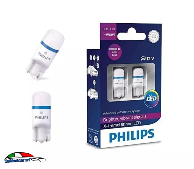 Philips X-Treme Ultinon Led Luce Abitacolo E Segnalazione W5W 8000K 12V, 2 Pezzi