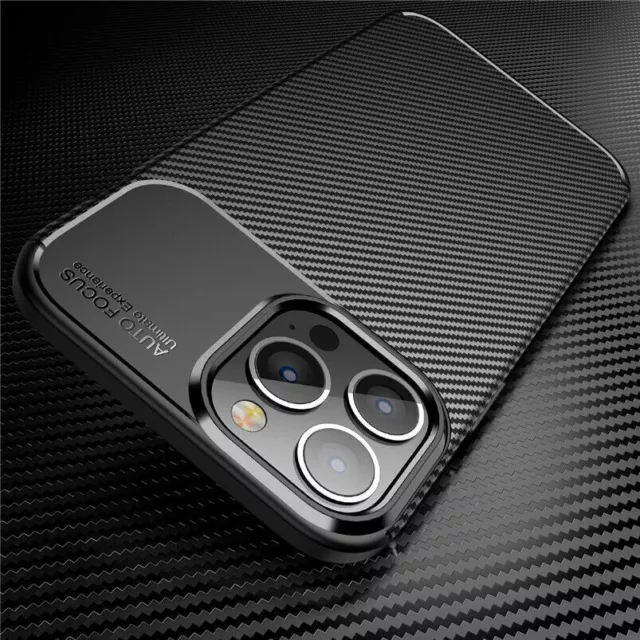 Case For iPhone 15 Pro Max Plus 11 Shockproof Silicone Carbon Fibre Phone Cover